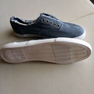 Casual Denim Slip-On Sneakers in Washed Blue